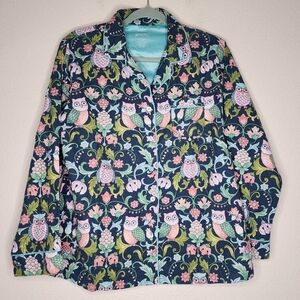 Nick & Nora Flannel Owl PJ Top M